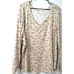 Maurices 24/7 Floral Long Sleeve V Neck Pullover Blouse Top Women Plus Size 3X